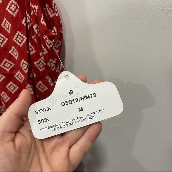 Angie Aztec Printed Lightweight Romper Double Strap Pom-Pom Trim Medium - Picture 3 of 7